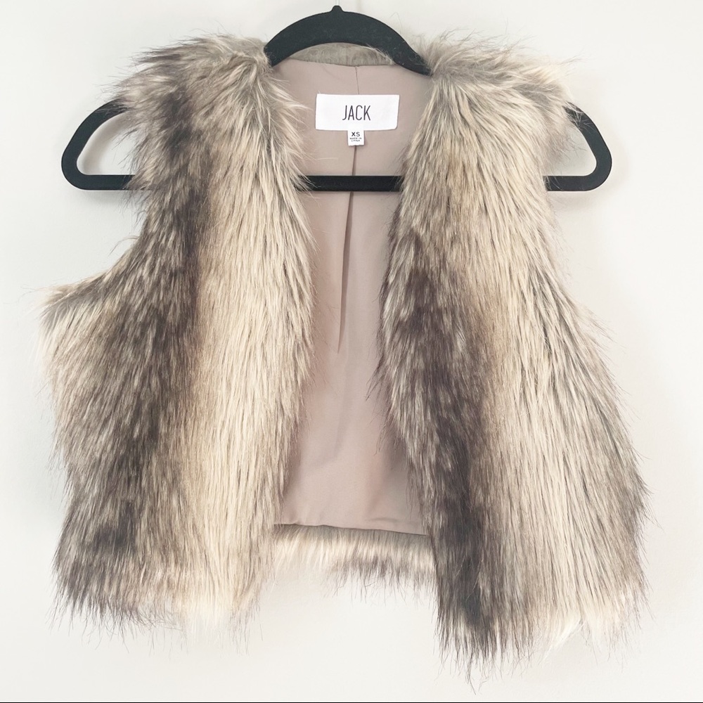 Jack Faux Fur brown, tan & black open front vest size xs